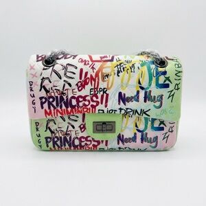 Graffiti Print Pastel Crossbody Bag - Multicolor